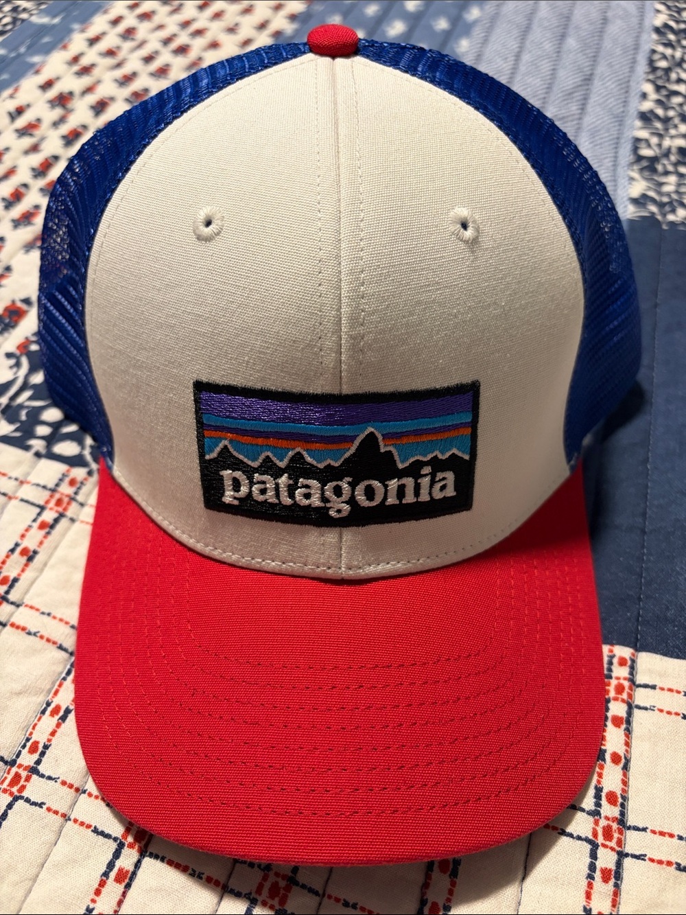 Patagonia Red, White & Blue Trucker Hat with Logo